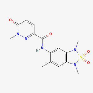 molecular formula C15H17N5O4S B2417034 1-methyl-6-oxo-N-(1,3,6-trimethyl-2,2-dioxido-1,3-dihydrobenzo[c][1,2,5]thiadiazol-5-yl)-1,6-dihydropyridazine-3-carboxamide CAS No. 2034404-69-6