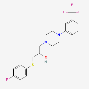 molecular formula C20H22F4N2OS B2417035 1-[(4-Fluorophenyl)sulfanyl]-3-{4-[3-(trifluoromethyl)phenyl]piperazino}-2-propanol CAS No. 338422-16-5
