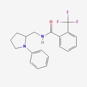 molecular formula C19H19F3N2O B2417036 N-[(1-Phenylpyrrolidin-2-yl)methyl]-2-(trifluoromethyl)benzamide CAS No. 1797341-92-4