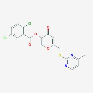 molecular formula C18H12Cl2N2O4S B2417039 6-(((4-methylpyrimidin-2-yl)thio)methyl)-4-oxo-4H-pyran-3-yl 2,5-dichlorobenzoate CAS No. 877636-21-0