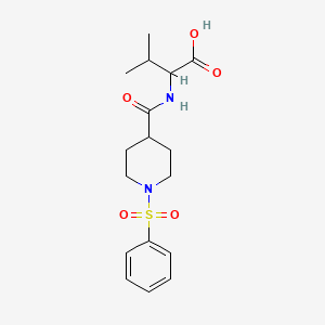 molecular formula C17H24N2O5S B2417040 2-{[1-(Benzenesulfonyl)piperidin-4-yl]formamido}-3-methylbutanoic acid CAS No. 1009342-65-7