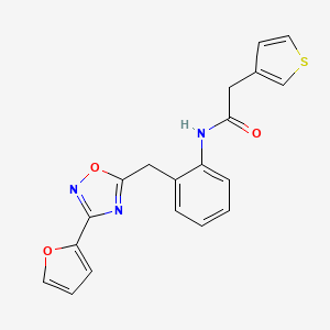 molecular formula C19H15N3O3S B2417050 N-(2-((3-(furan-2-yl)-1,2,4-oxadiazol-5-yl)methyl)phenyl)-2-(thiophen-3-yl)acetamide CAS No. 1797859-11-0