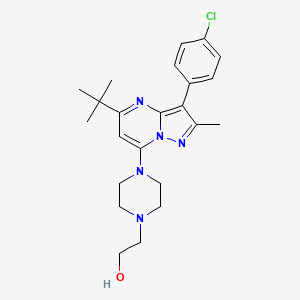molecular formula C23H30ClN5O B2417052 2-{4-[5-Tert-butyl-3-(4-chlorophenyl)-2-methylpyrazolo[1,5-a]pyrimidin-7-yl]piperazin-1-yl}ethanol CAS No. 877786-80-6