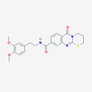molecular formula C22H23N3O4S B2417060 6-氧代-2,3,4,6-四氢-[1,3]噻嗪并[2,3-b]喹唑啉-9-甲酰胺，N-(3,4-二甲氧基苯乙基)- CAS No. 1251690-53-5