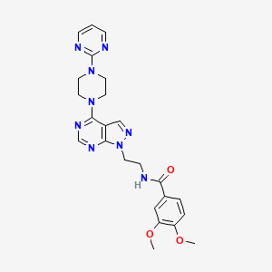 molecular formula C24H27N9O3 B2417062 3,4-dimethoxy-N-(2-(4-(4-(pyrimidin-2-yl)piperazin-1-yl)-1H-pyrazolo[3,4-d]pyrimidin-1-yl)ethyl)benzamide CAS No. 1021025-54-6