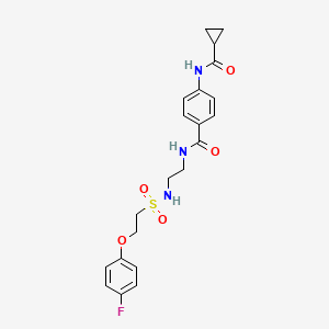 molecular formula C21H24FN3O5S B2417067 4-(cyclopropanecarboxamido)-N-(2-(2-(4-fluorophenoxy)ethylsulfonamido)ethyl)benzamide CAS No. 1351605-08-7