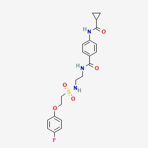 molecular formula C21H24FN3O5S B2417067 4-(环丙烷甲酰胺)-N-(2-(2-(4-氟苯氧基)乙基磺酰胺)乙基)苯甲酰胺 CAS No. 1351605-08-7