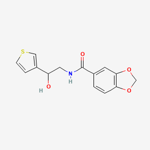 molecular formula C14H13NO4S B2417070 N-(2-hydroxy-2-(thiophen-3-yl)ethyl)benzo[d][1,3]dioxole-5-carboxamide CAS No. 1251654-85-9