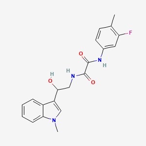 molecular formula C20H20FN3O3 B2417073 N1-(3-fluoro-4-methylphenyl)-N2-(2-hydroxy-2-(1-methyl-1H-indol-3-yl)ethyl)oxalamide CAS No. 1448065-62-0