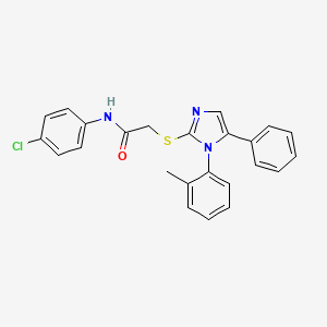 molecular formula C24H20ClN3OS B2417074 N-(4-chlorophenyl)-2-((5-phenyl-1-(o-tolyl)-1H-imidazol-2-yl)thio)acetamide CAS No. 1206990-88-6