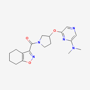 molecular formula C18H23N5O3 B2417075 (3-((6-(Dimethylamino)pyrazin-2-yl)oxy)pyrrolidin-1-yl)(4,5,6,7-tetrahydrobenzo[d]isoxazol-3-yl)methanone CAS No. 2034402-35-0