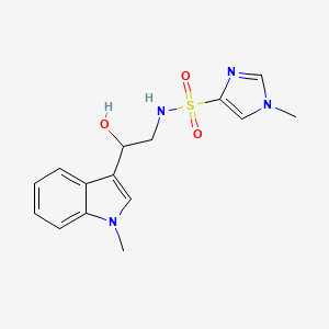 molecular formula C15H18N4O3S B2417076 N-(2-羟基-2-(1-甲基-1H-吲哚-3-基)乙基)-1-甲基-1H-咪唑-4-磺酰胺 CAS No. 1448070-59-4