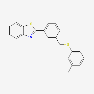 molecular formula C21H17NS2 B2417077 2-(3-{[(3-Methylphenyl)sulfanyl]methyl}phenyl)-1,3-benzothiazole CAS No. 339096-06-9