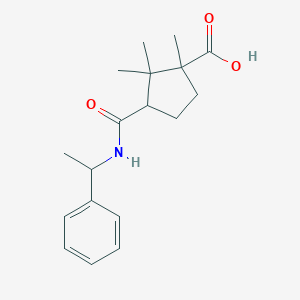 molecular formula C18H25NO3 B241708 1,2,2-Trimethyl-3-[(1-phenylethyl)carbamoyl]cyclopentanecarboxylic acid 