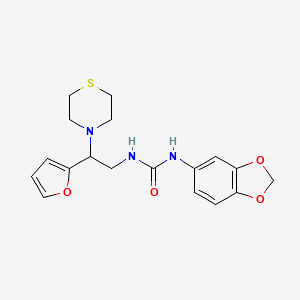 molecular formula C18H21N3O4S B2417090 1-(Benzo[d][1,3]dioxol-5-yl)-3-(2-(furan-2-yl)-2-thiomorpholinoethyl)urea CAS No. 2034399-63-6