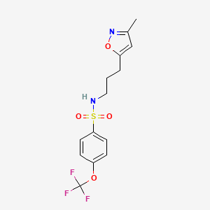 molecular formula C14H15F3N2O4S B2417091 N-(3-(3-methylisoxazol-5-yl)propyl)-4-(trifluoromethoxy)benzenesulfonamide CAS No. 2034385-24-3