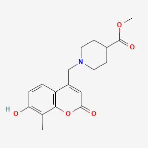 molecular formula C18H21NO5 B2417092 Methyl 1-[(7-hydroxy-8-methyl-2-oxochromen-4-yl)methyl]piperidine-4-carboxylate CAS No. 903189-70-8