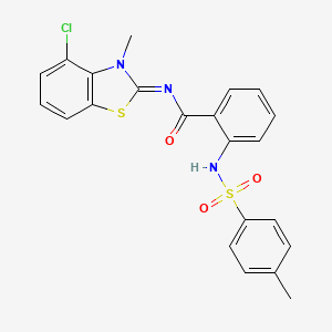molecular formula C22H18ClN3O3S2 B2417094 N-(4-chloro-3-methyl-1,3-benzothiazol-2-ylidene)-2-[(4-methylphenyl)sulfonylamino]benzamide CAS No. 1005945-33-4