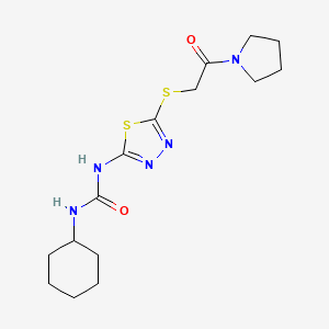 1-Cyclohexyl-3-[5-(2-oxo-2-pyrrolidin-1-ylethyl)sulfanyl-1,3,4-thiadiazol-2-yl]urea