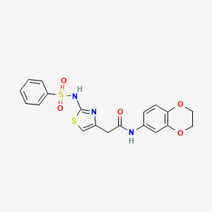 N-(2,3-dihydrobenzo[b][1,4]dioxin-6-yl)-2-(2-(phenylsulfonamido)thiazol-4-yl)acetamide