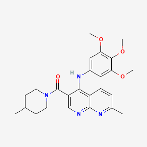 (7-Methyl-4-((3,4,5-trimethoxyphenyl)amino)-1,8-naphthyridin-3-yl)(4-methylpiperidin-1-yl)methanone