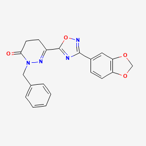 molecular formula C20H16N4O4 B2417120 6-(3-(benzo[d][1,3]dioxol-5-yl)-1,2,4-oxadiazol-5-yl)-2-benzyl-4,5-dihydropyridazin-3(2H)-one CAS No. 1251691-93-6