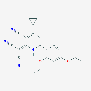 molecular formula C22H20N4O2 B241713 2-[3-Cyano-4-cyclopropyl-6-(2,4-diethoxyphenyl)-2-pyridinyl]malononitrile 