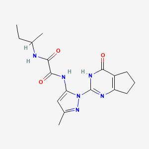 molecular formula C17H22N6O3 B2417130 N1-(sec-butyl)-N2-(3-methyl-1-(4-oxo-4,5,6,7-tetrahydro-3H-cyclopenta[d]pyrimidin-2-yl)-1H-pyrazol-5-yl)oxalamide CAS No. 1014045-63-6