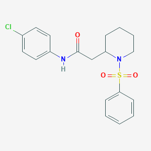 molecular formula C19H21ClN2O3S B2417138 N-(4-chlorophenyl)-2-(1-(phenylsulfonyl)piperidin-2-yl)acetamide CAS No. 1021089-67-7