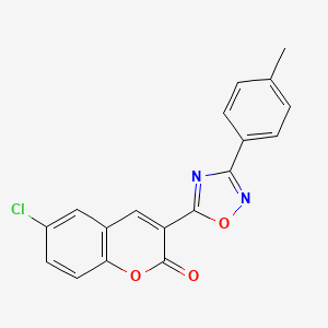 molecular formula C18H11ClN2O3 B2417146 6-chloro-3-[3-(4-methylphenyl)-1,2,4-oxadiazol-5-yl]-2H-chromen-2-one CAS No. 950283-22-4