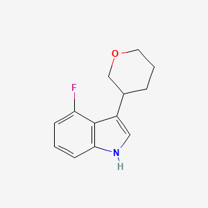 molecular formula C13H14FNO B2417148 4-氟-3-(四氢-2H-吡喃-3-基)-1H-吲哚 CAS No. 2197057-19-3