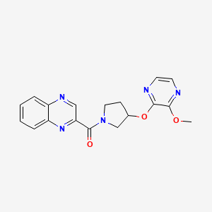 molecular formula C18H17N5O3 B2417160 (3-((3-Methoxypyrazin-2-yl)oxy)pyrrolidin-1-yl)(quinoxalin-2-yl)methanone CAS No. 2034398-94-0