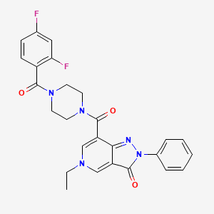 molecular formula C26H23F2N5O3 B2417178 7-(4-(2,4-difluorobenzoyl)piperazine-1-carbonyl)-5-ethyl-2-phenyl-2H-pyrazolo[4,3-c]pyridin-3(5H)-one CAS No. 1040646-84-1