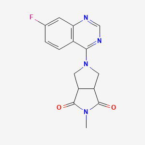 molecular formula C15H13FN4O2 B2417182 5-(7-Fluoroquinazolin-4-yl)-2-methyl-3a,4,6,6a-tetrahydropyrrolo[3,4-c]pyrrole-1,3-dione CAS No. 2415462-28-9