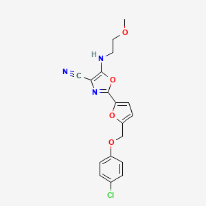 2-(5-((4-Chlorophenoxy)methyl)furan-2-yl)-5-((2-methoxyethyl)amino)oxazole-4-carbonitrile