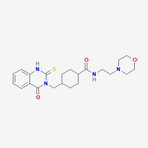molecular formula C22H30N4O3S B2417188 N-(2-吗啉乙基)-4-((4-氧代-2-硫代-1,2-二氢喹唑啉-3(4H)-基)甲基)环己烷甲酰胺 CAS No. 689766-12-9