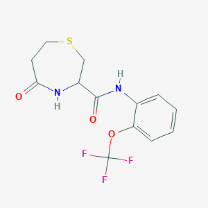 molecular formula C13H13F3N2O3S B2417193 5-oxo-N-(2-(trifluoromethoxy)phenyl)-1,4-thiazepane-3-carboxamide CAS No. 1396632-59-9