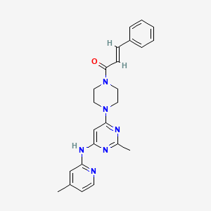 (E)-1-(4-(2-methyl-6-((4-methylpyridin-2-yl)amino)pyrimidin-4-yl)piperazin-1-yl)-3-phenylprop-2-en-1-one