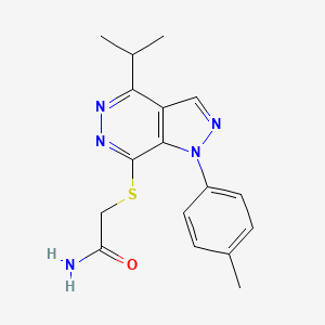 molecular formula C17H19N5OS B2417224 2-((4-异丙基-1-(对甲苯基)-1H-吡唑并[3,4-d]嘧啶-7-基)硫代)乙酰胺 CAS No. 1207058-04-5