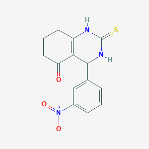 molecular formula C14H13N3O3S B2417225 4-(3-硝基苯基)-2-硫代-1,2,3,4,7,8-六氢喹唑啉-5(6H)-酮 CAS No. 300850-01-5