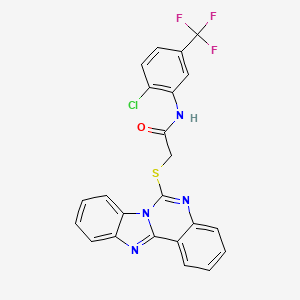 molecular formula C23H14ClF3N4OS B2417231 2-(benzimidazo[1,2-c]quinazolin-6-ylthio)-N-[2-chloro-5-(trifluoromethyl)phenyl]acetamide CAS No. 688792-96-3