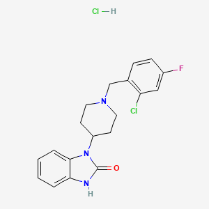 molecular formula C19H20Cl2FN3O B2417242 1-{1-[(2-chloro-4-fluorophenyl)methyl]piperidin-4-yl}-2,3-dihydro-1H-1,3-benzodiazol-2-one hydrochloride CAS No. 1955531-60-8
