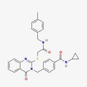 molecular formula C29H28N4O3S B2417248 N-cyclopropyl-4-((2-((2-((4-methylbenzyl)amino)-2-oxoethyl)thio)-4-oxoquinazolin-3(4H)-yl)methyl)benzamide CAS No. 1115323-99-3