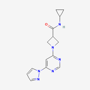 1-(6-(1H-pyrazol-1-yl)pyrimidin-4-yl)-N-cyclopropylazetidine-3-carboxamide