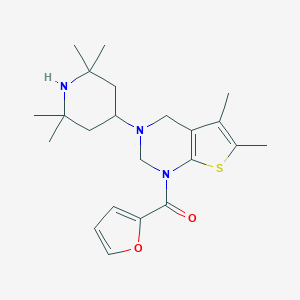 [5,6-dimethyl-3-(2,2,6,6-tetramethylpiperidin-4-yl)-3,4-dihydrothieno[2,3-d]pyrimidin-1(2H)-yl](furan-2-yl)methanone