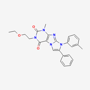 molecular formula C25H25N5O3 B2417296 3-(2-ethoxyethyl)-1-methyl-7-phenyl-8-(m-tolyl)-1H-imidazo[2,1-f]purine-2,4(3H,8H)-dione CAS No. 896291-77-3