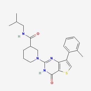 molecular formula C23H28N4O2S B2417297 N-isobutyl-1-[7-(2-methylphenyl)-4-oxo-3,4-dihydrothieno[3,2-d]pyrimidin-2-yl]piperidine-3-carboxamide CAS No. 1242875-50-8