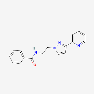 molecular formula C17H16N4O B2417308 N-(2-(3-(pyridin-2-yl)-1H-pyrazol-1-yl)ethyl)benzamide CAS No. 1448136-60-4