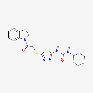 1-Cyclohexyl-3-(5-((2-(indolin-1-yl)-2-oxoethyl)thio)-1,3,4-thiadiazol-2-yl)urea