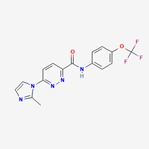 molecular formula C16H12F3N5O2 B2417325 6-(2-methyl-1H-imidazol-1-yl)-N-(4-(trifluoromethoxy)phenyl)pyridazine-3-carboxamide CAS No. 1396864-02-0